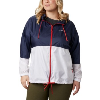 Columbia Flash Forward Windbreaker Plus Size, Chamarras Azul Marino Blancos Para Mujer | 279036-LZD